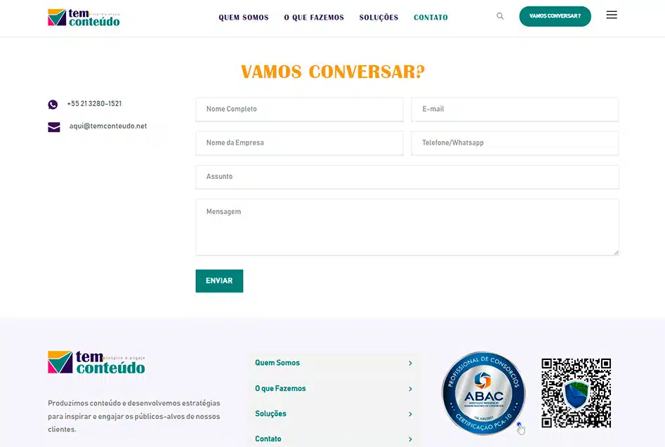 1 Website Tem Conteúdo desenvolvida pela Nexfera, destacando inovações digitais para transformar negócios