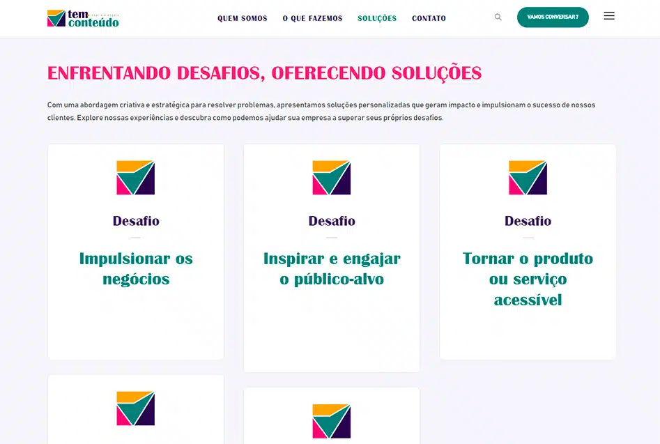 2 Website Tem Conteúdo desenvolvida pela Nexfera, destacando inovações digitais para transformar negócios