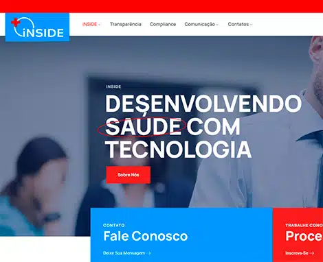 Website iNSIDE desenvolvida pela Nexfera, destacando inovações digitais para transformar negócios