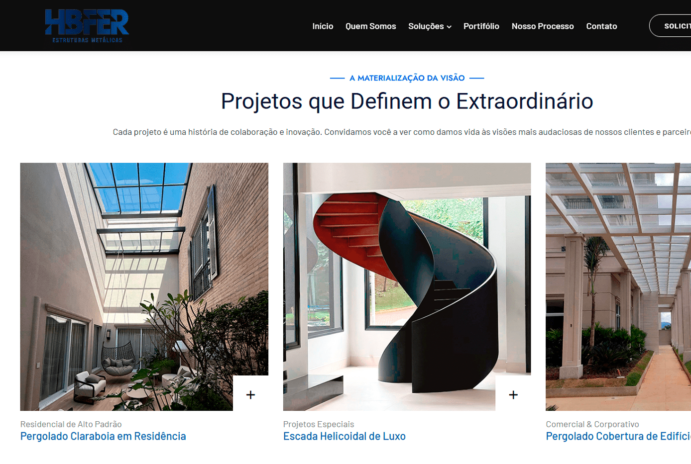 Website Hbfer Estruturas Metálicas desenvolvido pela Nexfera, destacando inovações digitais para transformar negócios