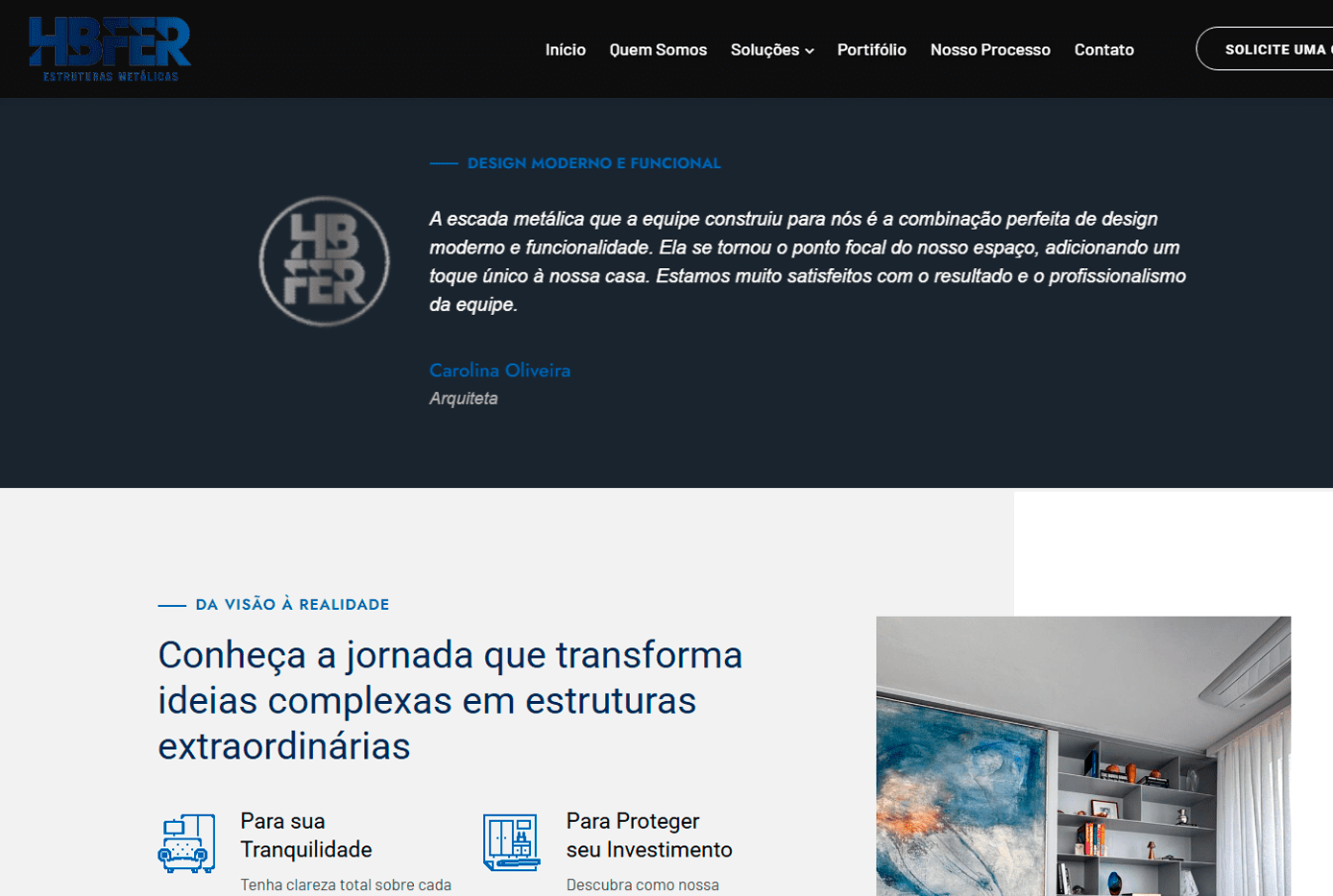 Website Hbfer Estruturas Metálicas desenvolvido pela Nexfera, destacando inovações digitais para transformar negócios