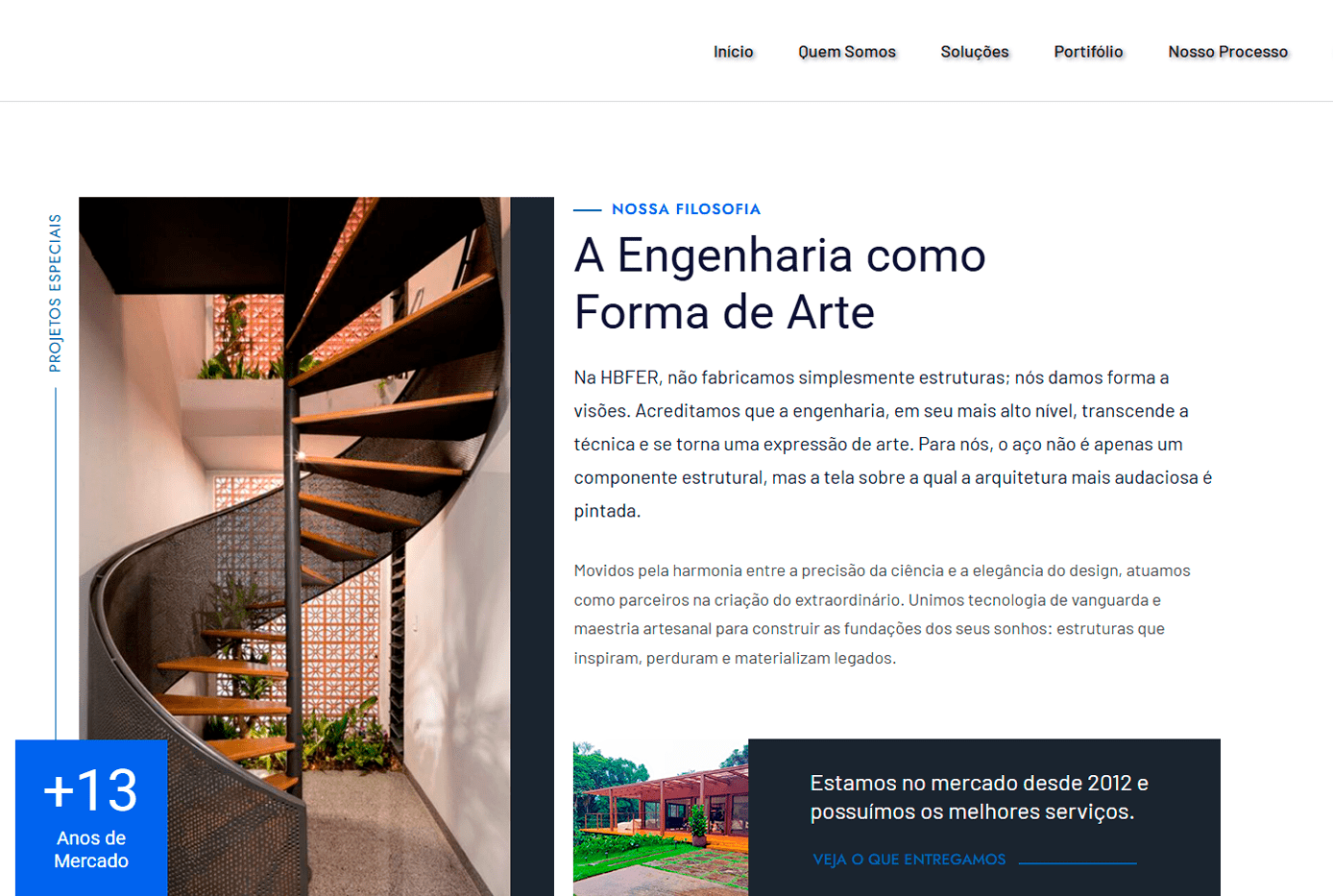 Website Hbfer Estruturas Metálicas desenvolvido pela Nexfera, destacando inovações digitais para transformar negócios