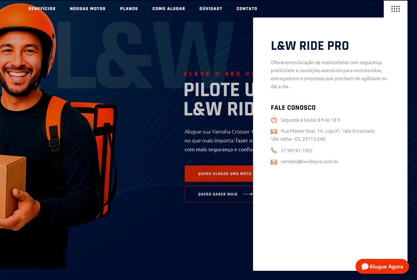 Website L&W Ride Pro desenvolvido pela Nexfera, destacando inovações digitais para transformar negócios